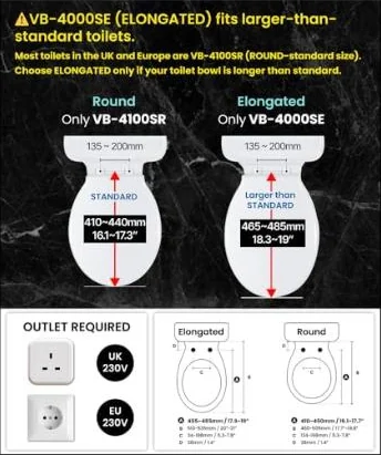 Foto 3 de VOVO STYLEMENT VB-4000SE — Asiento de Bidé Electrónico Alargado con Desodorización Automática y Esterilización UV