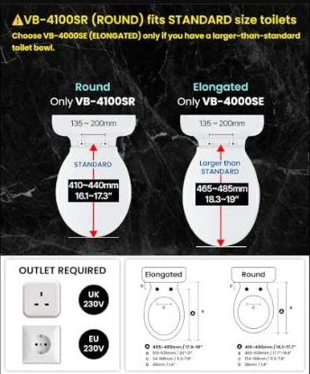 Foto 3 de VOVO STYLEMENT VB-4100SR — Asiento de Bidé Electrónico con Boquilla de Acero Inoxidable y Esterilización UV